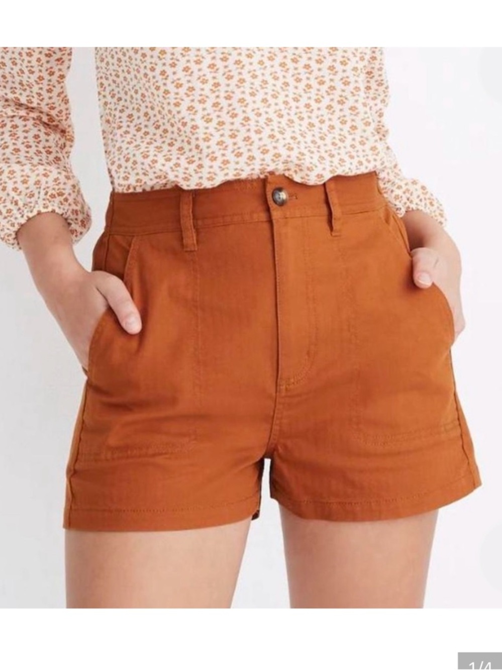 Madewell Rust Orange Elastic Waist Shorts | High Rise Comfy Summer Boho